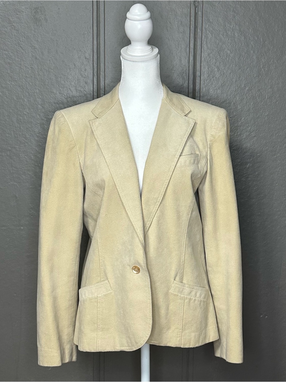 Vintage Abe Schrader Beige Faux Suede Blazer